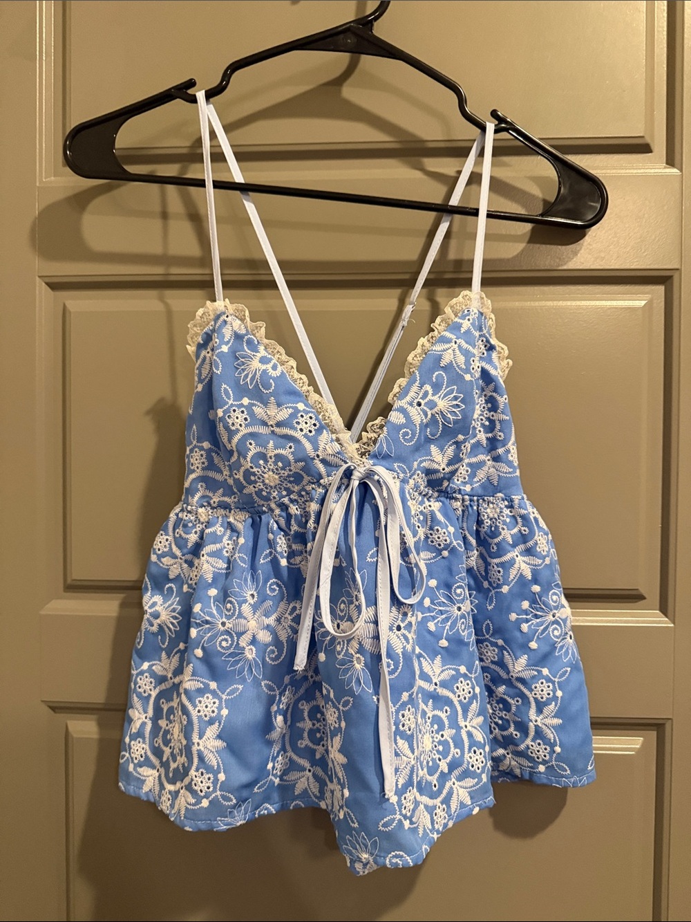 Blue Floral Babydoll Top